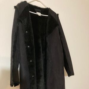 H&M skin coat in purple dark purple and black